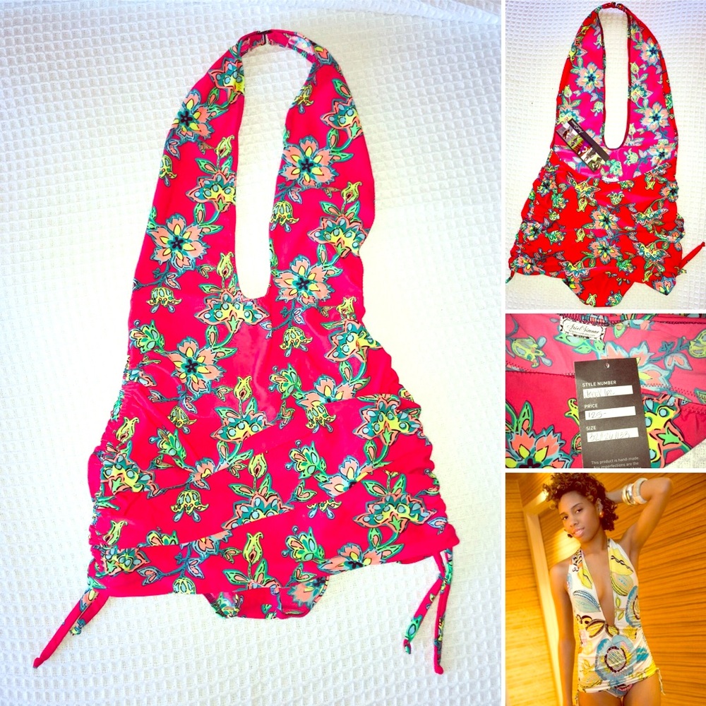 Aerial Simone vintage inspired deep V swimsuit.